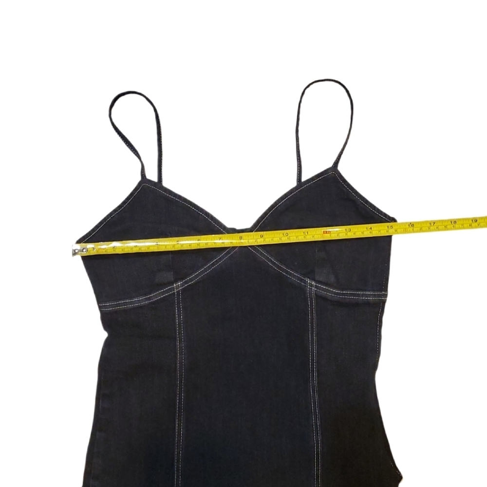 Topshop Women's Black Denim Midi Slit Front Jean Dress‎ Size 6 - Picture 4 of 9